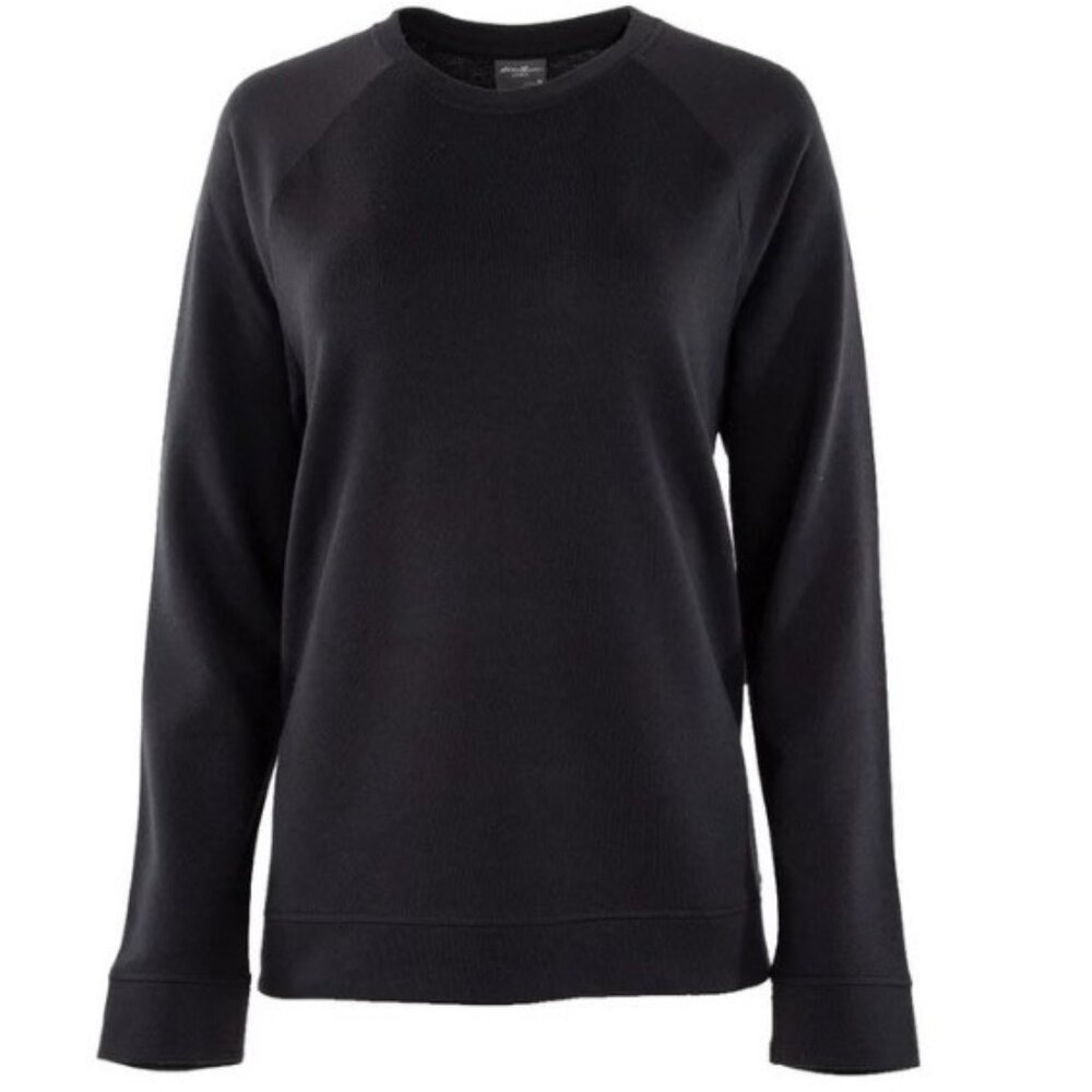 NWT New Eddie Bauer Women's Raglan Sweatshirt Black Long sleeve lounge S Small